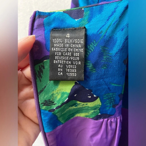 Diane Gilman 100%  Silk floral dress Sz 4 - Picture 8 of 12